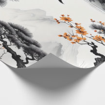 East Asian Ink Wash Wrapping Paper