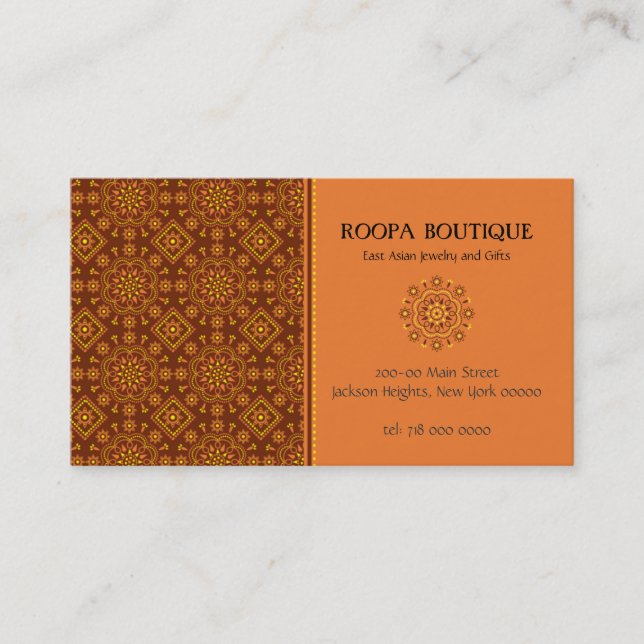 East Asian Rosette Pattern Business Card (Front)