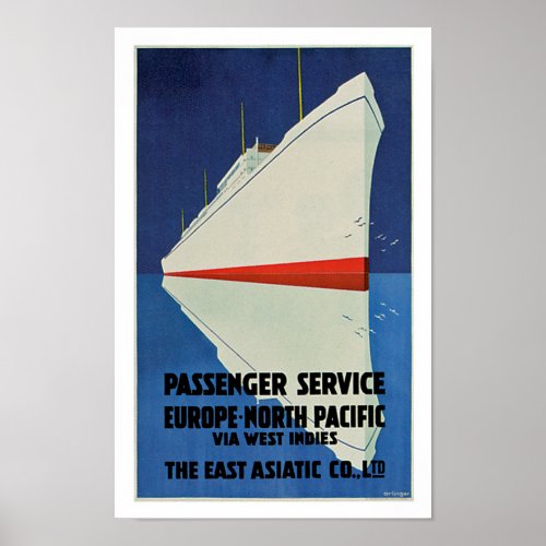 East Asiatic Company Passenger Service Poster