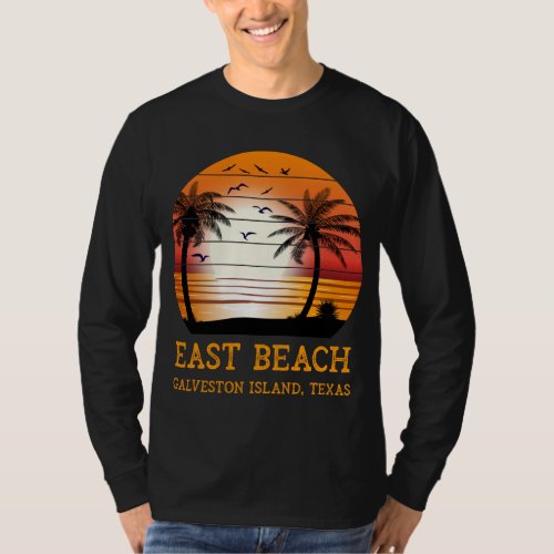 East Beach Galveston Island Texas Vintage Sunset T_Shirt