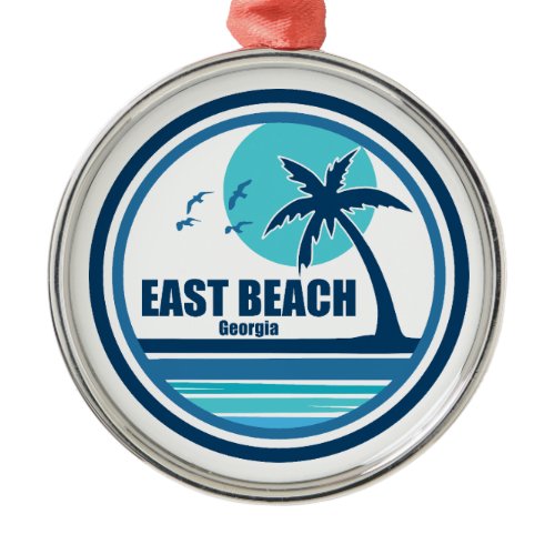 East Beach Georgia Palm Tree Birds Metal Ornament