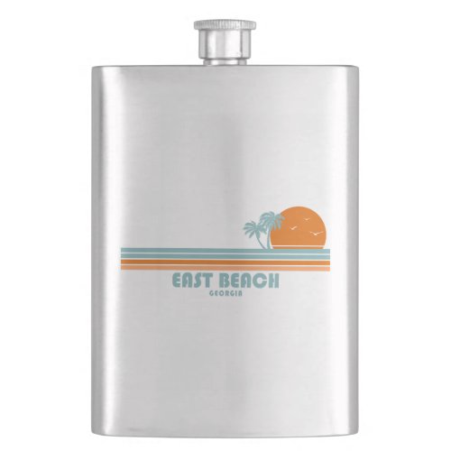 East Beach Georgia Sun Palm Trees Flask