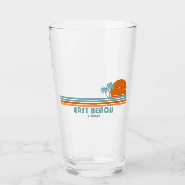 East Beach Georgia Sun Palm Trees Glass (Front)