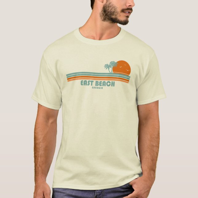 East Beach Georgia Sun Palm Trees T-Shirt (Front)