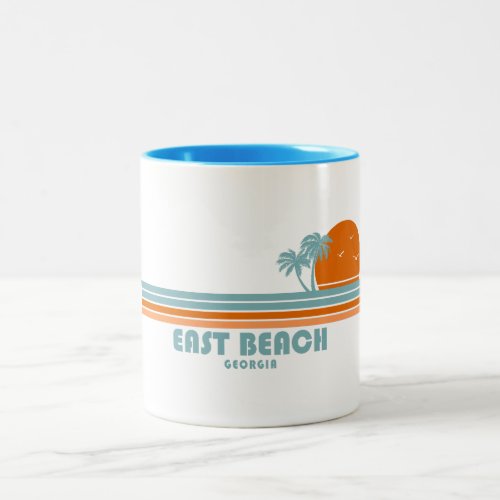 East Beach Georgia Sun Palm Trees Two_Tone Coffee Mug