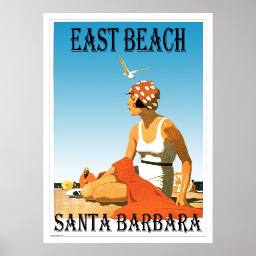 East Beach Santa Barbara California Retro Beach 1 Poster