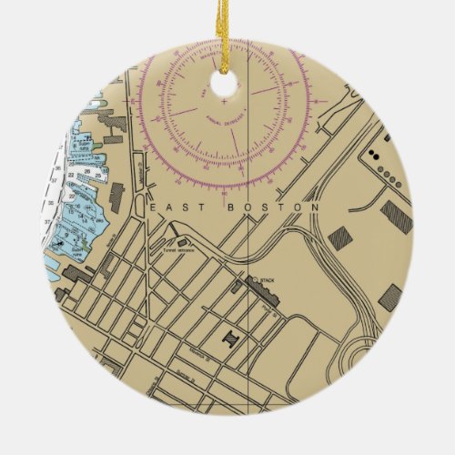 East Boston MA Chart Ceramic Ornament