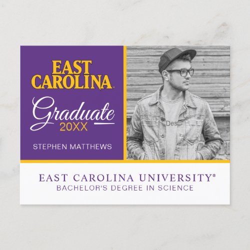 East Carolina University  East Carolina Announcement Postcard