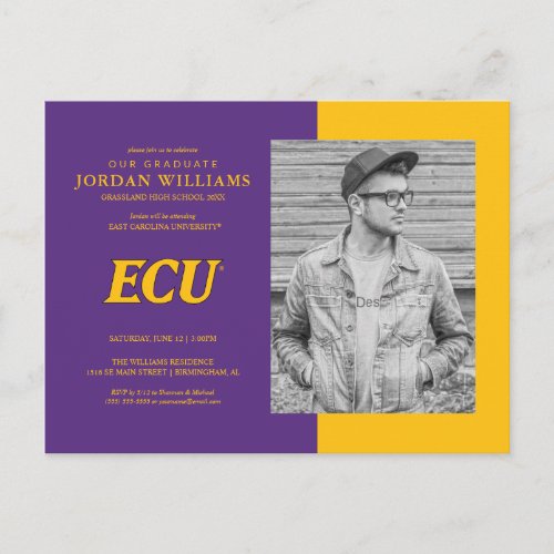 East Carolina University  ECU Logo Announcement Postcard