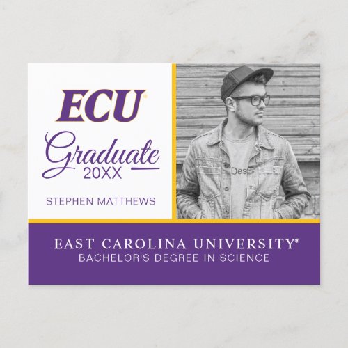 East Carolina University  ECU Logo Announcement Postcard