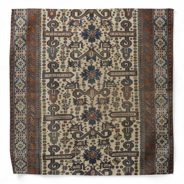 East Caucasus Brown Beige Teal  Bandana (Front)