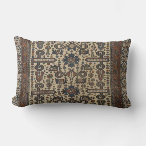 East Caucasus Brown Beige Teal Throw Pillow