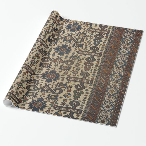 East Caucasus Brown Beige Teal  Wrapping Paper