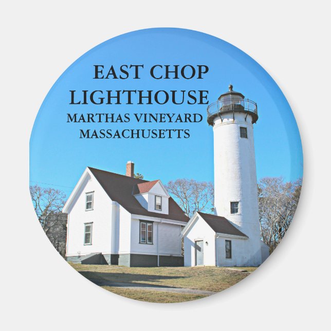 East Chop Lighthouse, Massachusetts Round Magnet (Front)