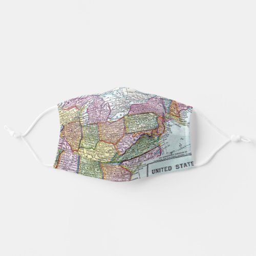 East Coast America Colorful USA Vintage Map Adult Cloth Face Mask