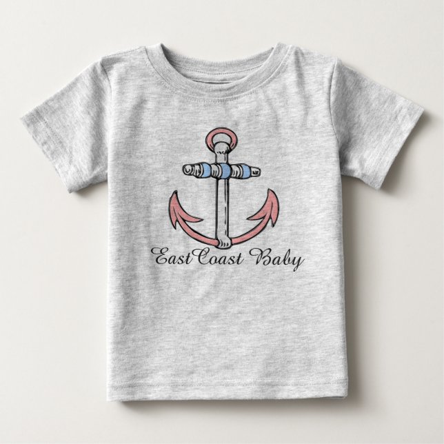 East Coast Baby anchor pink blue cute shirt (Front)