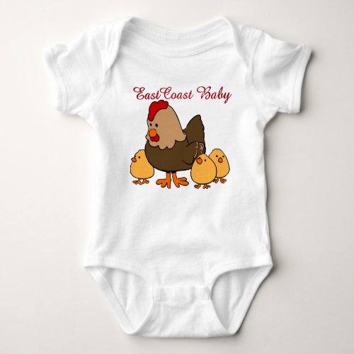 East Coast Baby  cute chicken hen chick  farm Baby Bodysuit