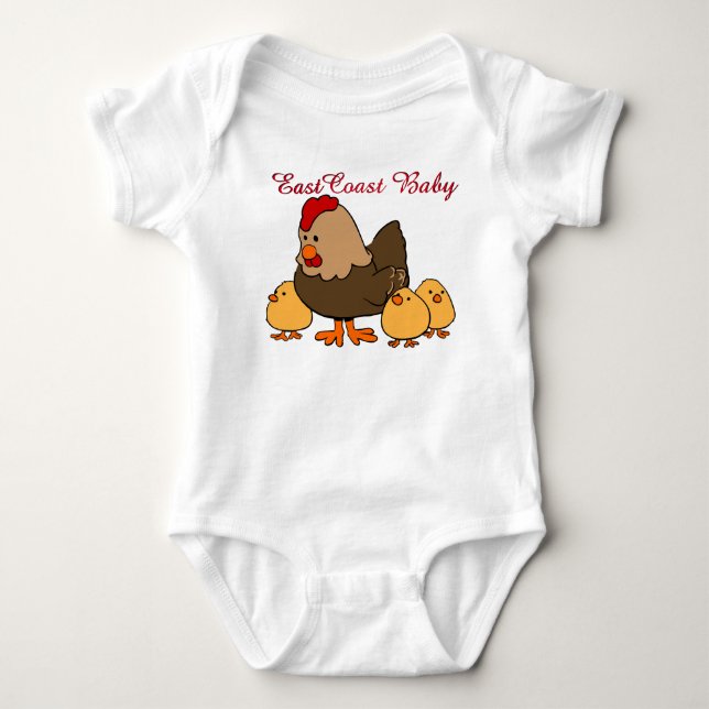 East Coast Baby  cute chicken hen chick  farm Baby Bodysuit (Front)