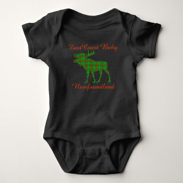 East Coast Baby Newfoundland tartan Moose Bodysuit (Front)