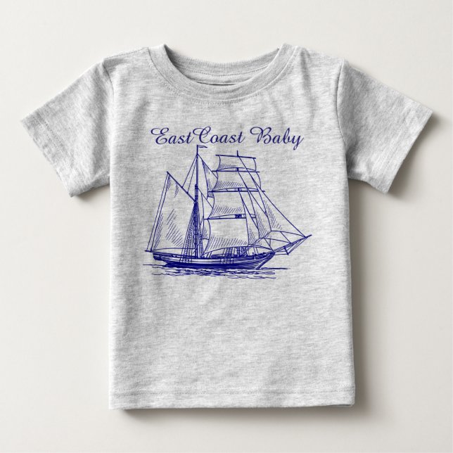 East Coast Baby sailboat ship schooner  nautical T-Shirt (Front)