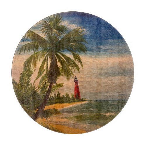 East Coast Beach and Lighthouse by Gary Poling  Cutting Board