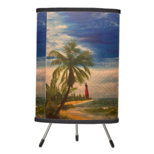 East Coast Beach and Lighthouse, by Gary Poling  Tripod Lamp
