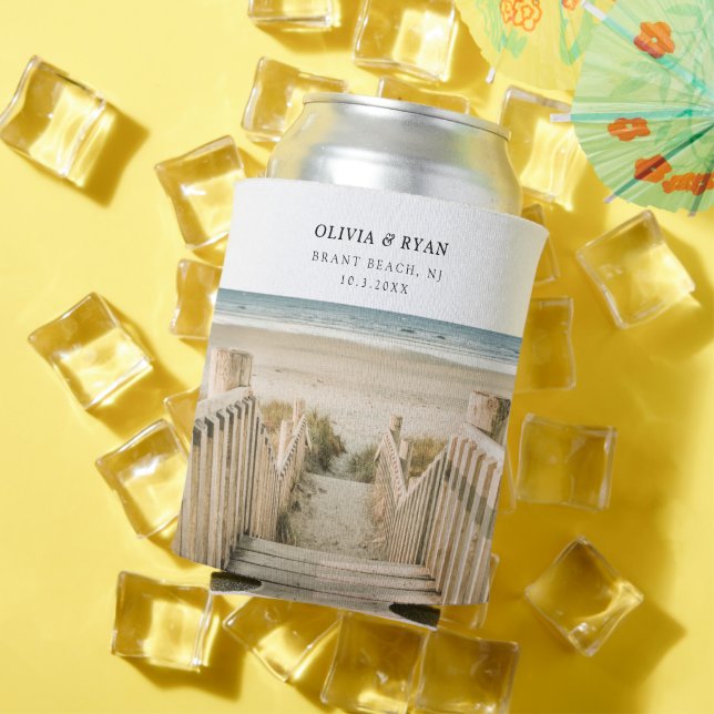 East Coast Beach Wedding Favor Custom Can Cooler (In Situ Summer)