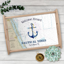 East Coast Florida Welcome Aboard Anchor Boat Name Serving Tray