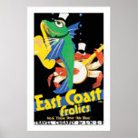 East Coast Frolics Poster<br><div class="desc">Vintage LNER railroad travel poster "East Coast Frolics" promoting their services along the east coast of Britain. 

 Vintage travel posters give us a nostalgic look back on the idealized style,  fashion,  transportation and favored destinations of the past.</div>