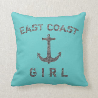 East Coast Girl Ocean Blues Throw Pillow