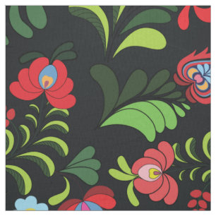 East European, Hungarian Folk Matyo Flower Art Fabric