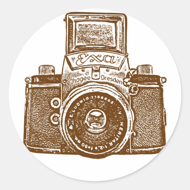 East German Camera - Brown Classic Round Sticker (Front)