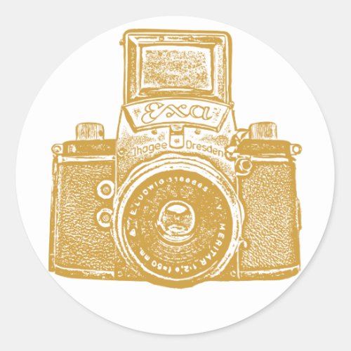 East German Camera _ Caramel Brown Classic Round Sticker