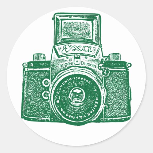 East German Camera _ Forest Green Classic Round Sticker