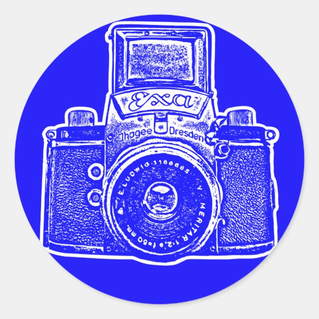 East German Camera II - Blue Classic Round Sticker (Front)