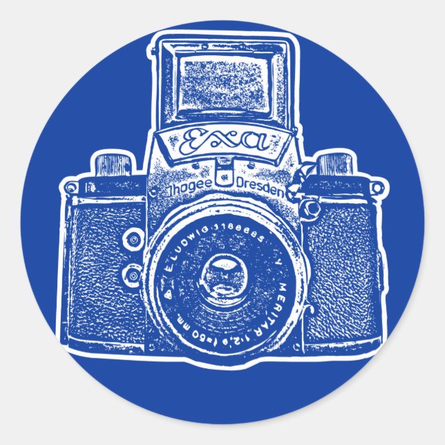 East German Camera II - Dark Blue Classic Round Sticker (Front)