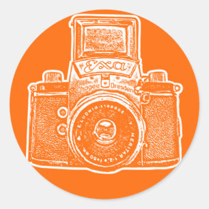 East German Camera II - Orange Classic Round Sticker