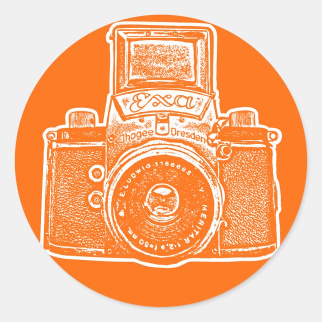 East German Camera II - Orange Classic Round Sticker (Front)