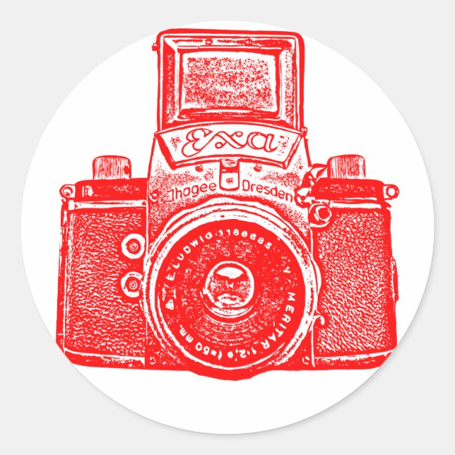 East German Camera - Red Classic Round Sticker (Front)