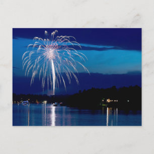 East Gull Lake fireworks above bay Postcard