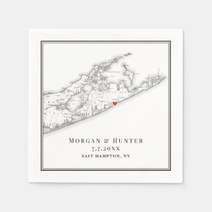 East Hampton NY Elegant Black and White Wedding Napkins