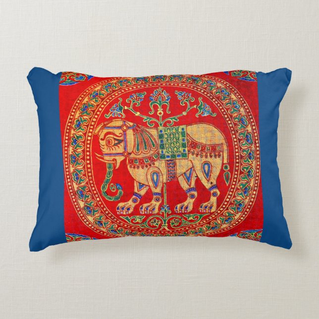East Indian elephant print Accent Pillow (Front)