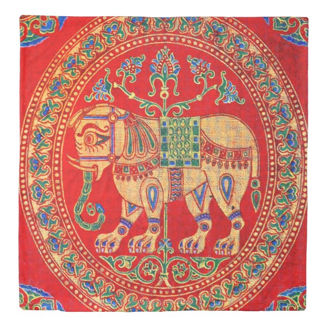 East Indian elephant print Duvet Cover (Front)