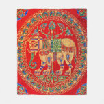 East Indian elephant print Fleece Blanket