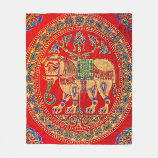 East Indian elephant print Fleece Blanket