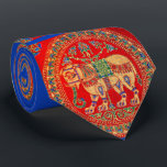 East Indian elephant print Neck Tie<br><div class="desc">A marvelous print from a circa 1890 German language book, full of color images of design motifs from a wide range of regions and cultures. Makes a beautiful necktie !! Note that my shop has HUNDREDS more items printed with a variety of elephant prints. Wanna see more old? Here's my...</div>