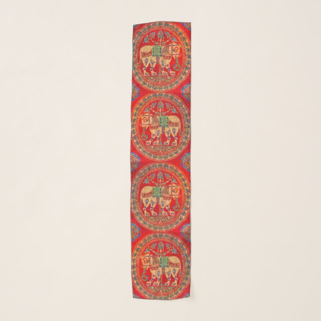 East Indian elephant print Scarf (Front)