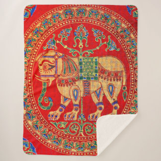 East Indian elephant print Sherpa Blanket