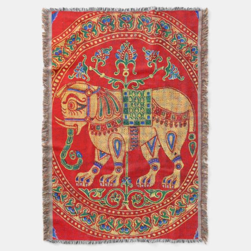 East Indian elephant print Throw Blanket