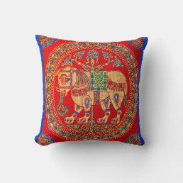 East Indian elephant print Throw Pillow